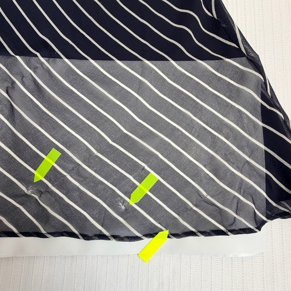 LAUNDRY Vintage Silk Chiffon Striped Dress Women 8 Navy Stripe - Picture 11 of 14
